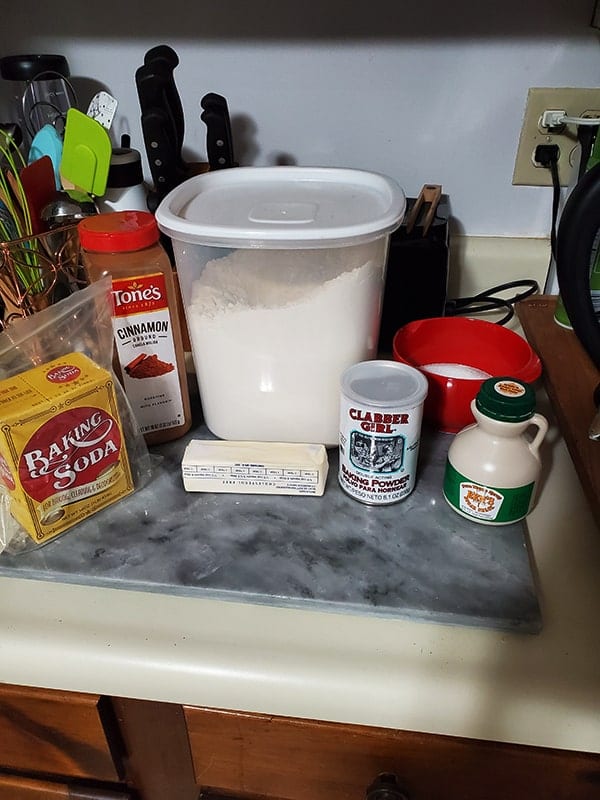 counter with ingredients to make cookies