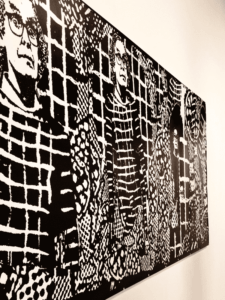 black and white collage as a wall mural